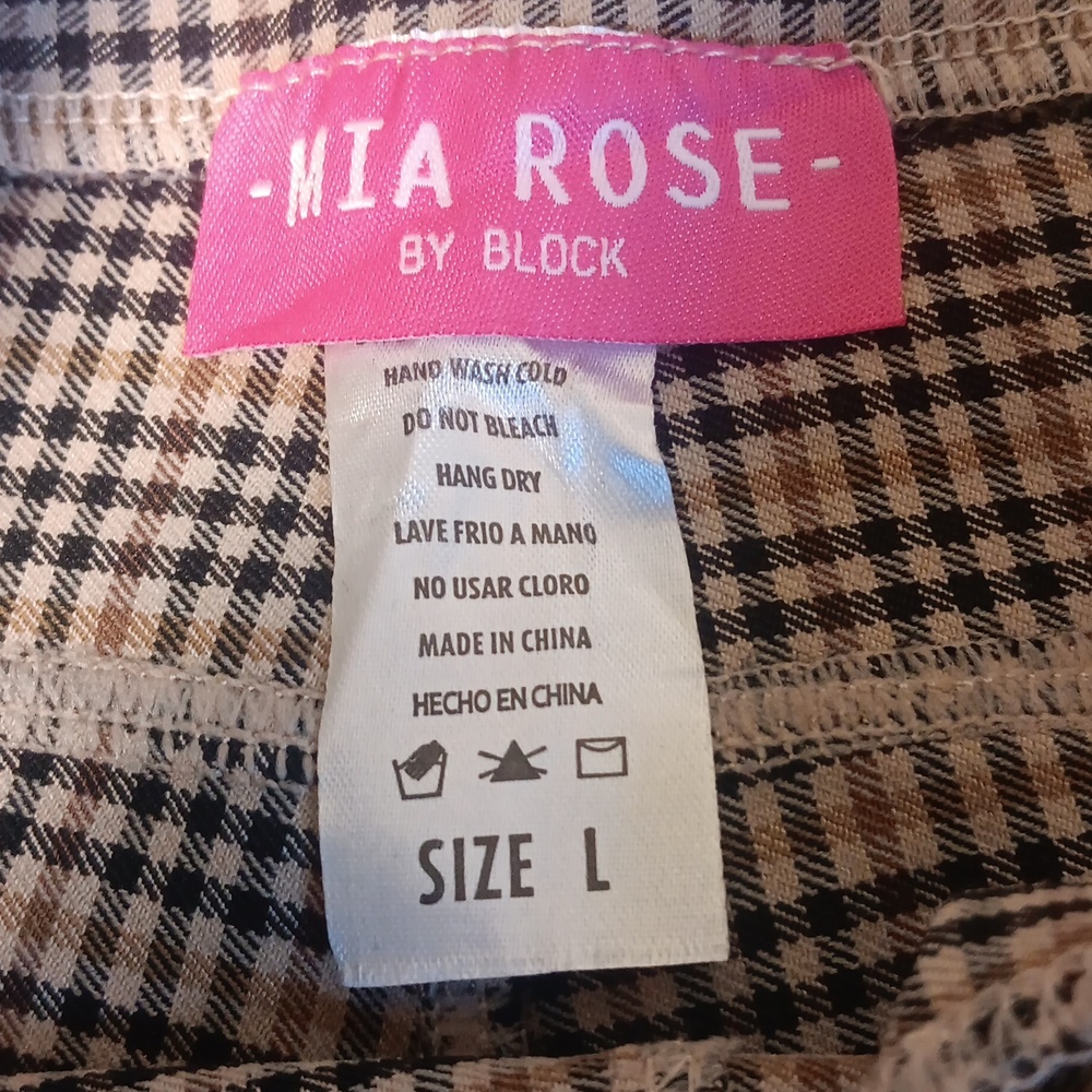 Brown & Black Checkered Wide Leg Pants, Stretchy, Womens Large, Mia Rose NWT - Picture 11 of 14